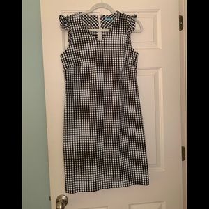 J.McLaughlin Summer Gingham Shift Dress dark navy white sz 10 worn once